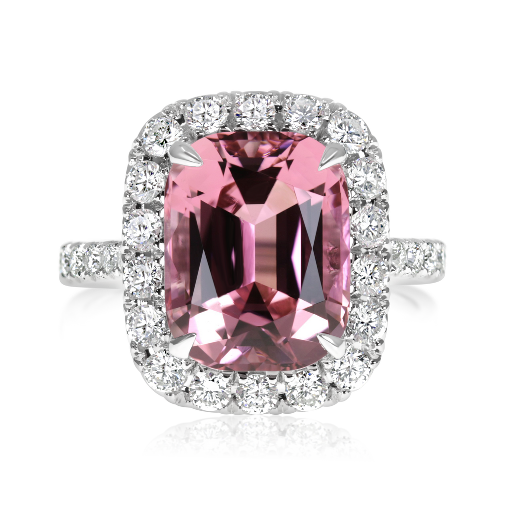 Eye Catching 1.48 ctw Pink Sapphire and Diamond Ring in 14K White and Rose Gold